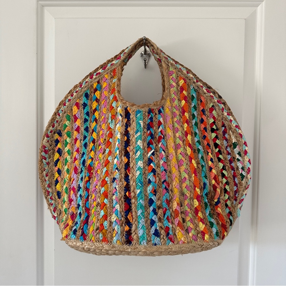 Antik Kraft Multicolor Woven Jute Shopper Tote | New